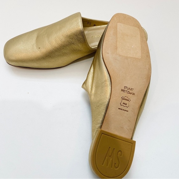 Stuart Weitzman gold leather mules NEW - Picture 4 of 5